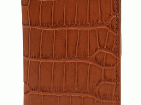 Alligator Passport Wallet in Cognac Hot on Sale