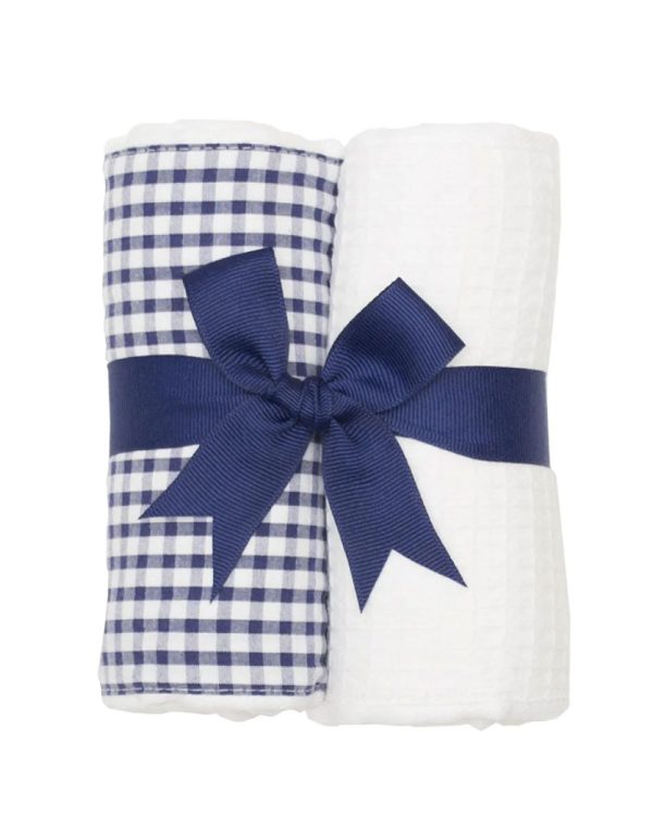 Navy Check Set of Two Burps Hot on Sale