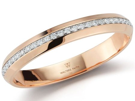 18k Rose Gold Angled Diamond Bangle Bracelet Discount