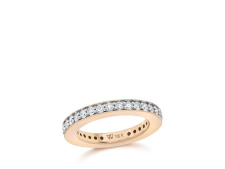 18k Rose Gold 3mm Band with White Diamonds For Cheap