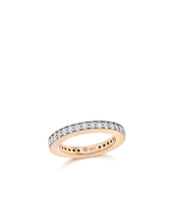 18k Rose Gold 3mm Band with White Diamonds For Cheap