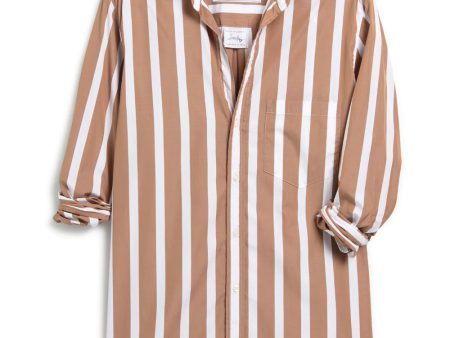 Wide Camel Stripe Joedy Boyfriend Button Up Shirt Cheap