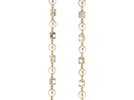 Akoya Pearl and Diamond Drop Earrings For Discount