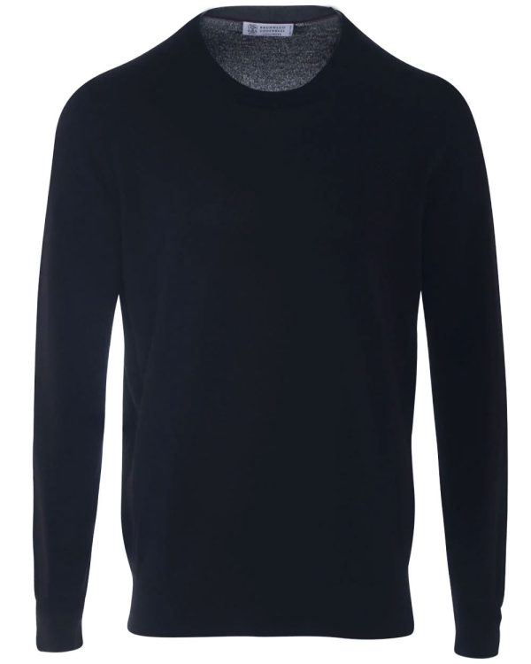 Navy Cashmere Crewneck Sweater Hot on Sale