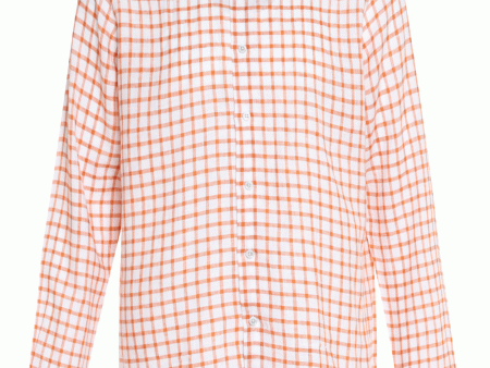 Orange and White Linen Checked Sportshirt Sale