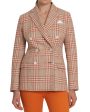 Orange and Beige Plaid Double Breasted Jacket Sale