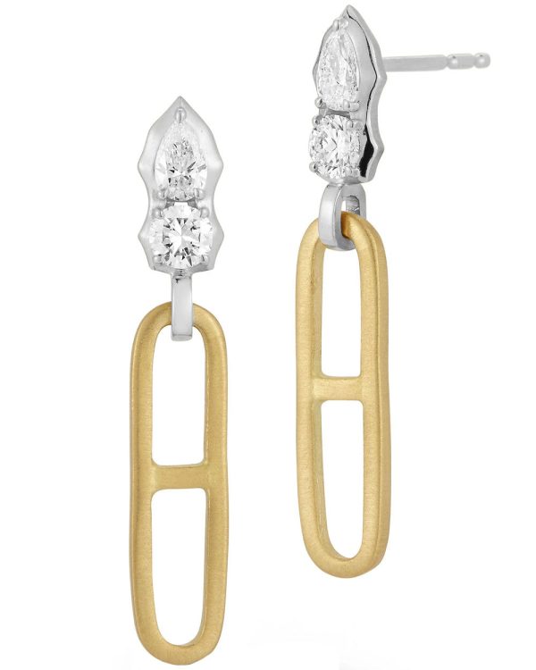 Poppy Two Tone Chain Drop Earrings Online Sale