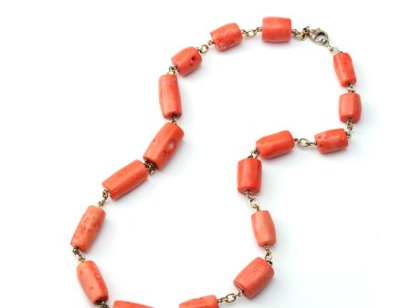 18k Gold Bamboo Coral Bead Necklace Fashion