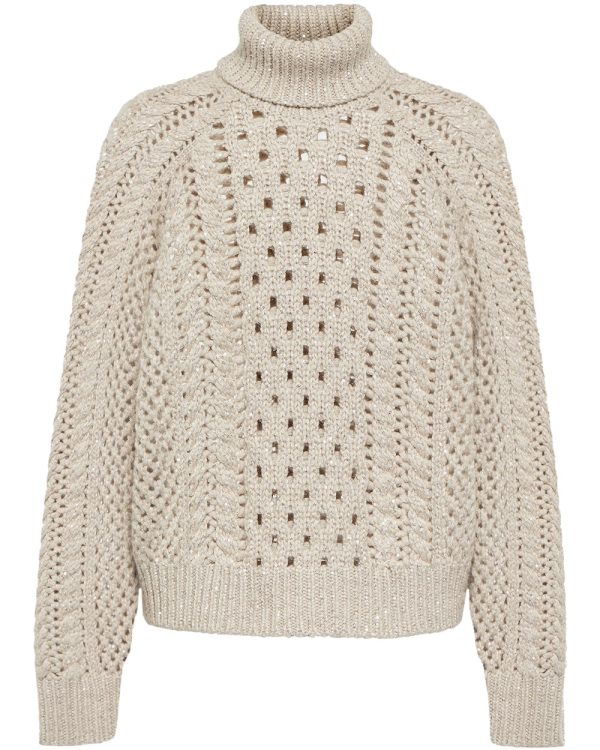 Feather Cashmere Net Micro Paillette Sweater Discount