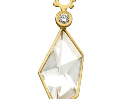 18k Yellow Gold Rock Crystal Hoop Charm For Discount