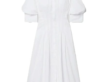 White Pintuck Midi Dress Cheap