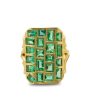 18k Yellow Gold Short Emerald Ten Table Ring Cheap