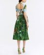 Green Multi Botanical Short Sleeve Midi Dress Sale