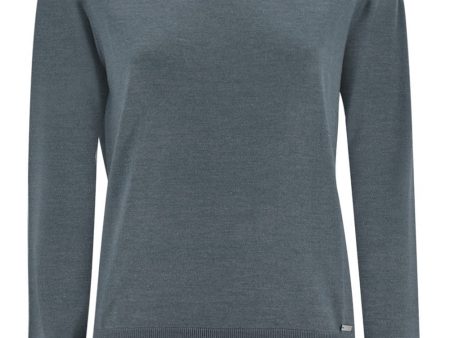 Dark Grey Knit Long Sleeve Crewneck Top Cheap