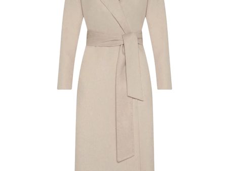 Beige Tie Waist Long Overcoat Online now