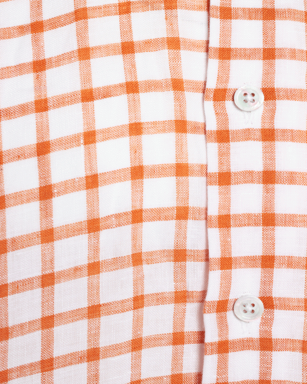 Orange and White Linen Checked Sportshirt Sale