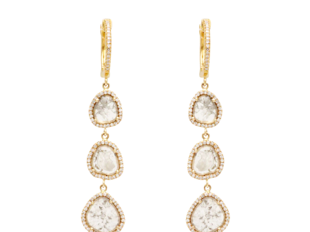 3 Slice Diamond Halo Drop Earrings For Discount