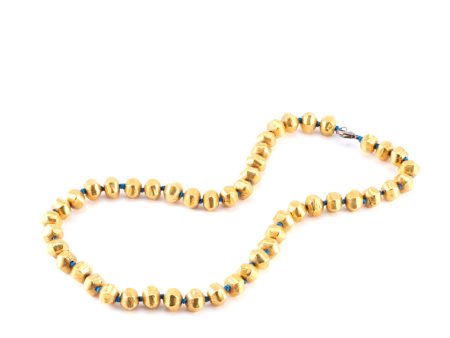 18k Gold and Sterling Silver Large Gold Bead Necklace on Sale