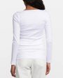 White Long Sleeve Monili V Neck T-Shirt Hot on Sale