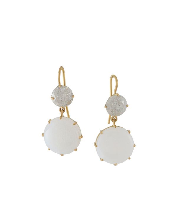 White Opal and Diamond Earrings Supply