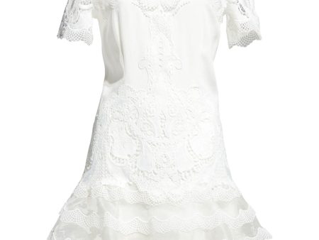 White Paislee Crepe Applique Mini Tee Dress Discount