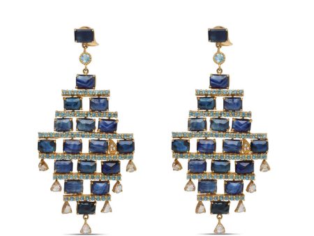 Affinity Sapphire and Aquamarine Earrings For Discount