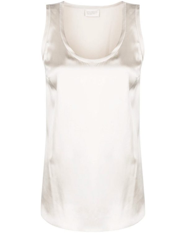 Natural Silk Scoop Neck Tank For Sale