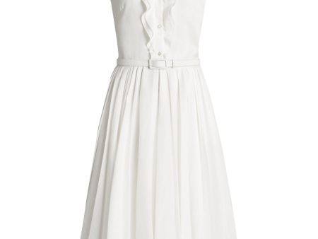 White Roald Pleated Linen Day Dress Sale