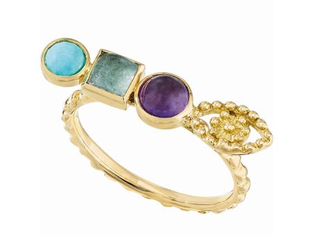 18k Yellow Gold Blue Eye Trio Ring For Discount