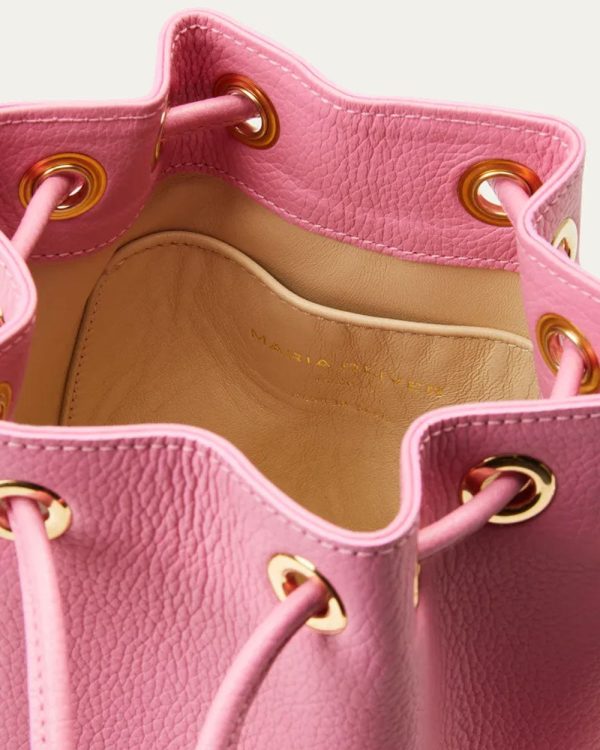 Alessia Crocodile and Leather Bucket Bag in Pink Online now