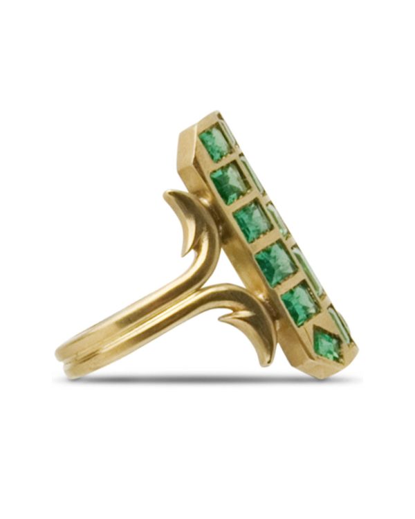 18k Yellow Gold Short Emerald Ten Table Ring Cheap