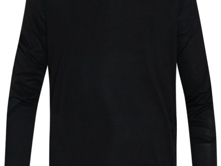 Black Jersey Silk Blend Long Sleeve T-Shirt Supply