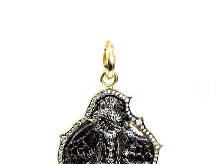 18k Gold Silver and Round Brilliant Cut Diamond Calcite Bee Pendant Discount