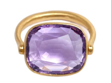 22k Yellow Gold Swivel Amethyst Ring For Cheap