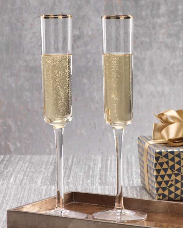 Optic Champagne Flute with Gold Rim For Discount