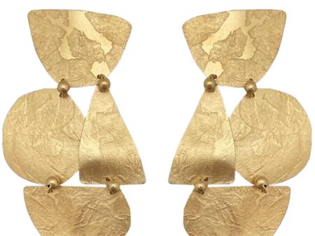 18k Gold Plated Brass Sungold Texture Agnes Earrings Fashion