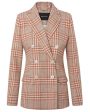 Orange and Beige Plaid Double Breasted Jacket Sale