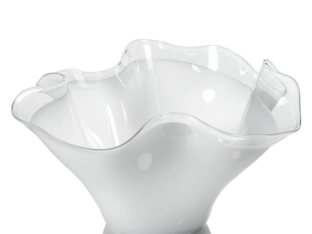 Tropezana Tall Wave Glass Bowl in White For Discount