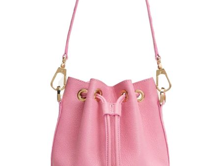 Alessia Crocodile and Leather Bucket Bag in Pink Online now