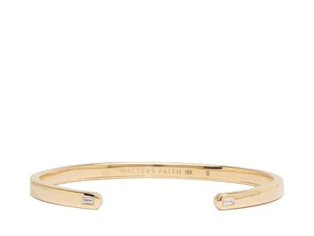 18k Yellow Gold Cuff with 2 Baguette Diamonds Supply