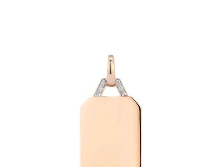 Dora 18k Rose Gold and Diamond Rectangular Tablet Charm For Sale