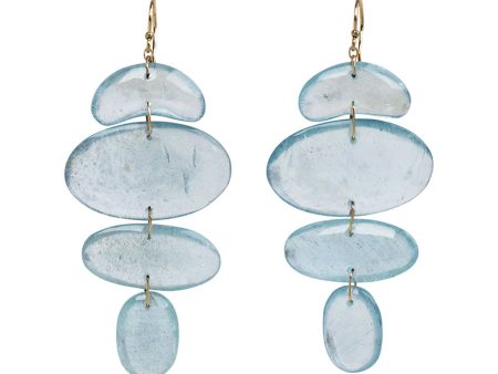 18k Yellow Gold Small Totem II Aquamarine Earrings Discount